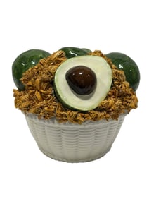 Mid Century Italian Majolica Avocado Basket