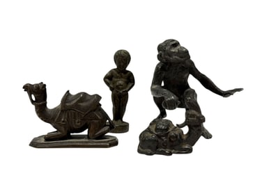 Group of 4 Small Bronze & Lead Figures