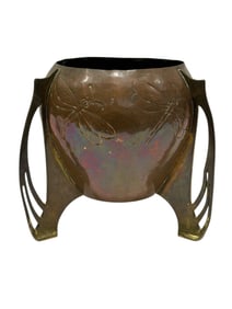 Cira 1910 WMF Ikora Arts & Crafts Copper Dragonfly Vase