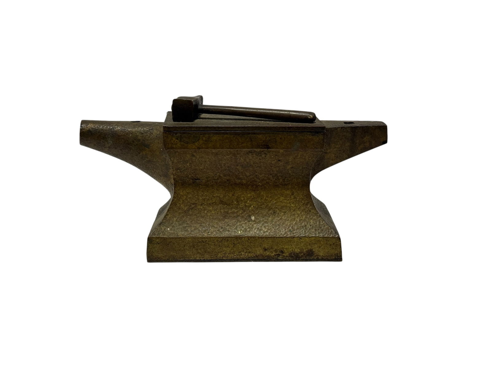 19th C. Bronze Anvil Match Striker: 19th C. Bronze Anvil Match Striker. Measures 2.5" H x 5.25" W x 2" D. In used condition.