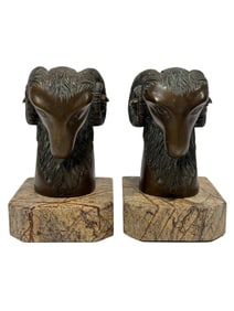Bronze Theodore Alexander Ram Head Bookends