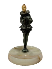 Painted Metal Art Deco Figural Onyx Tray