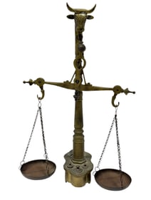 Vintage Librasco Brass Bull's Head Balance Scale