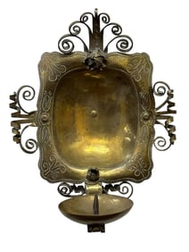 Signed Handarbeit Arts & Crafts Brass Wall Sconce