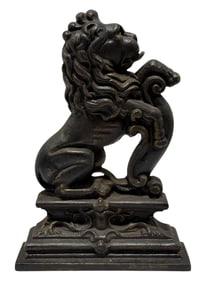 19th C. English Cast Iron Heraldic Lion Doorstop