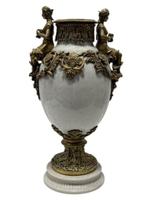 United Wilson Gilt Bronze Mounted Crackled Porcelain Urn