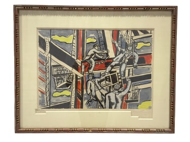 Signed 1959 Fernand Leger "Les Constructeurs" Lithograph