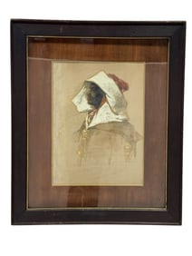 Signed 19th C. Arab Scout Watercolor