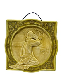 Signed Zsolany Porcelain "Jesus Praying" Plaque