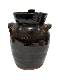 Signed Marie Rogers Small Lidded Pottery Churn