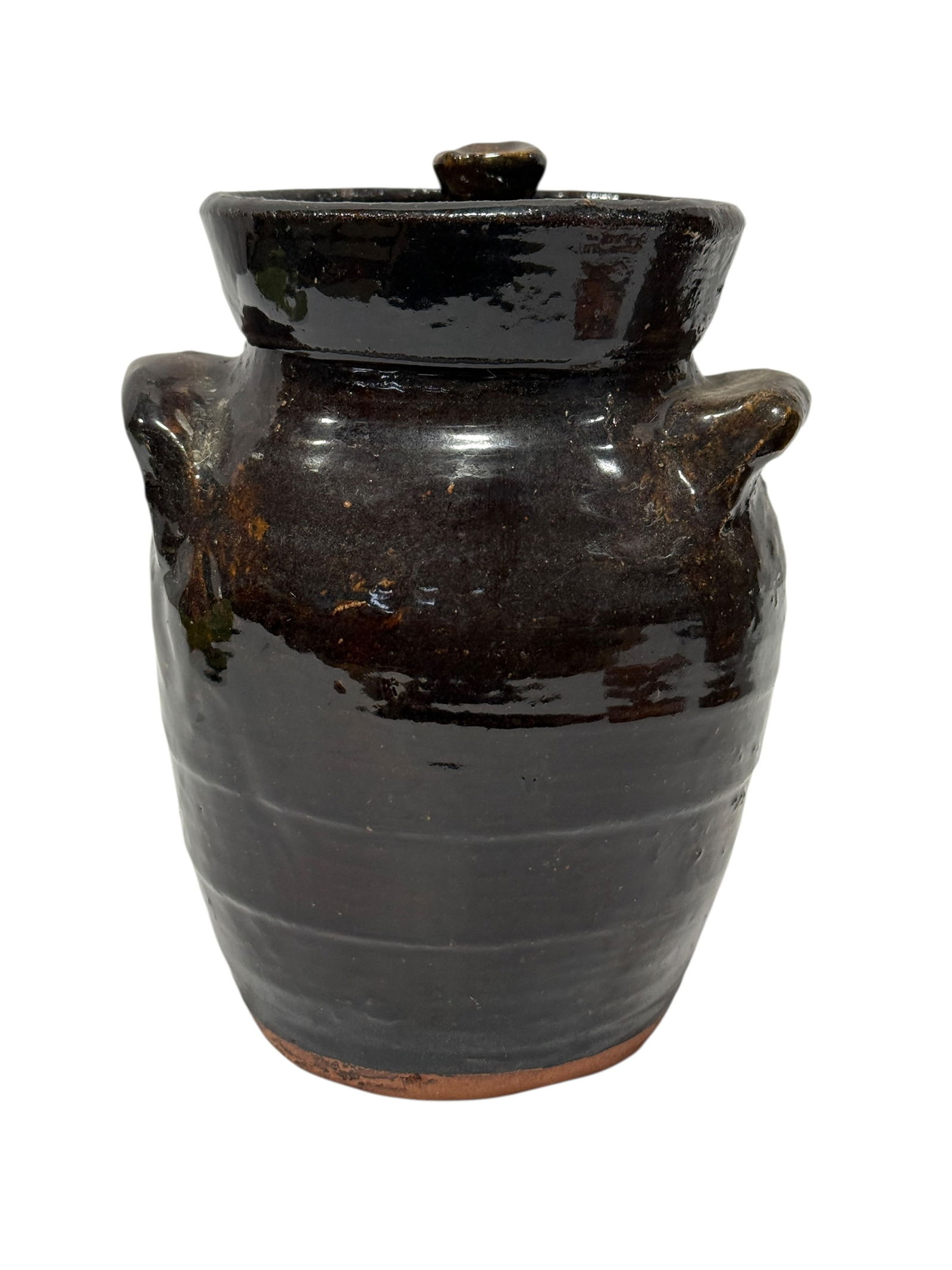 Signed Marie Rogers Small Lidded Pottery Churn: Signed Marie Rogers Small Lidded Pottery Churn. Double signed on the backside. Measures 6.5" H x 5" W x 4.75" D. In good condition.