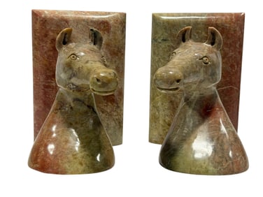 Pair of Marble Horse Bookends