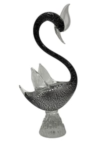 Italian Murano Art Glass Swan Sculpture by Formia