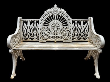 Pierce “Wexford" Style Pattern Cast Iron Garden Bench