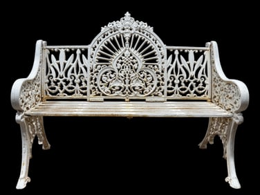Pierce “Wexford" Style Pattern Cast Iron Garden Bench