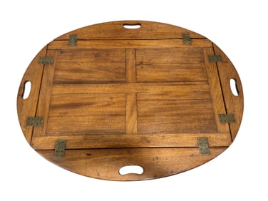 Early 20th C. Solid Hardwood English Butler’s Tray