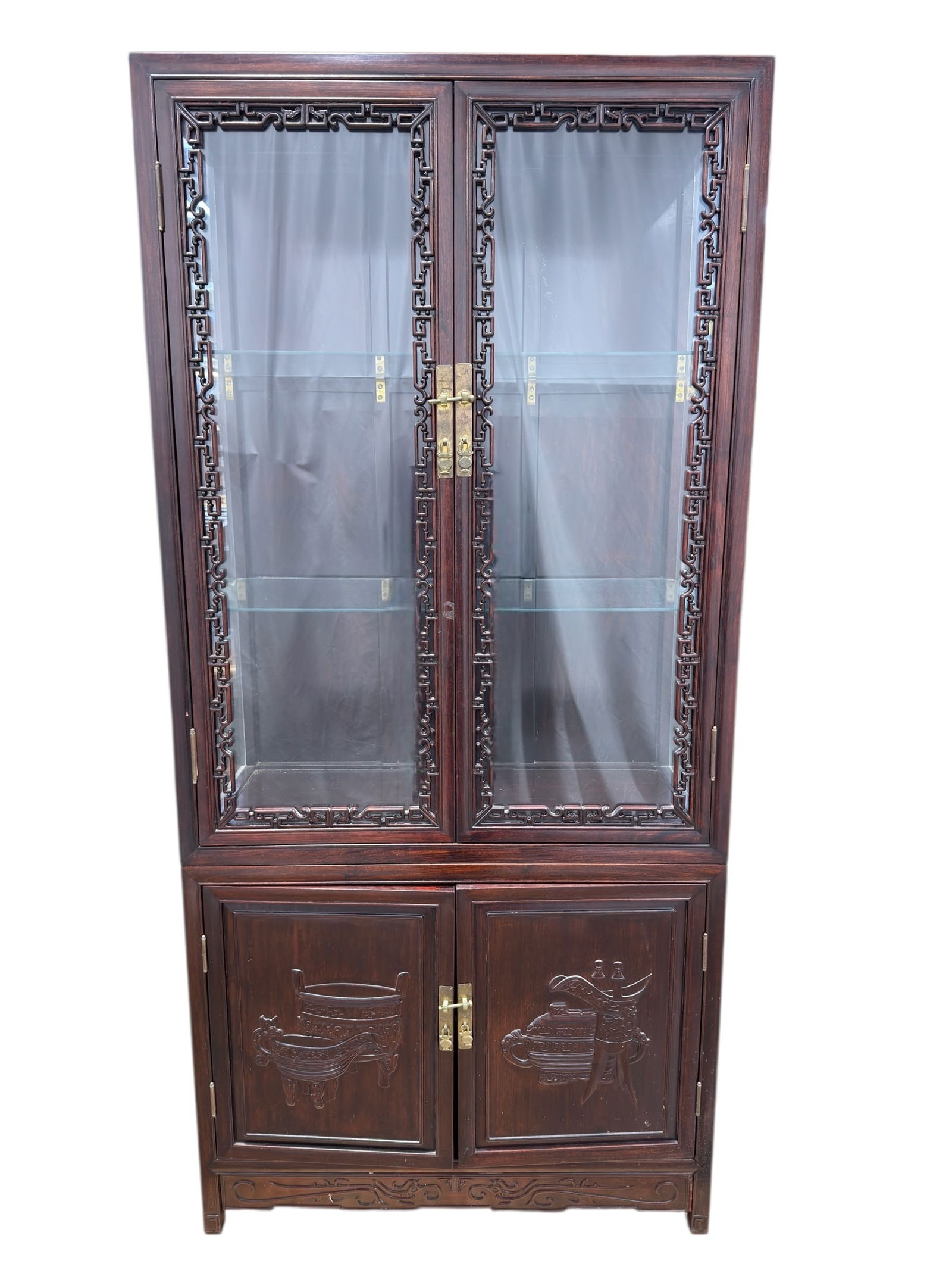 Late 20th Century Chinese Hardwood Display Cabinet
