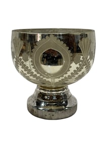 Park Hill Etched Mercury Glass Peacock Compote