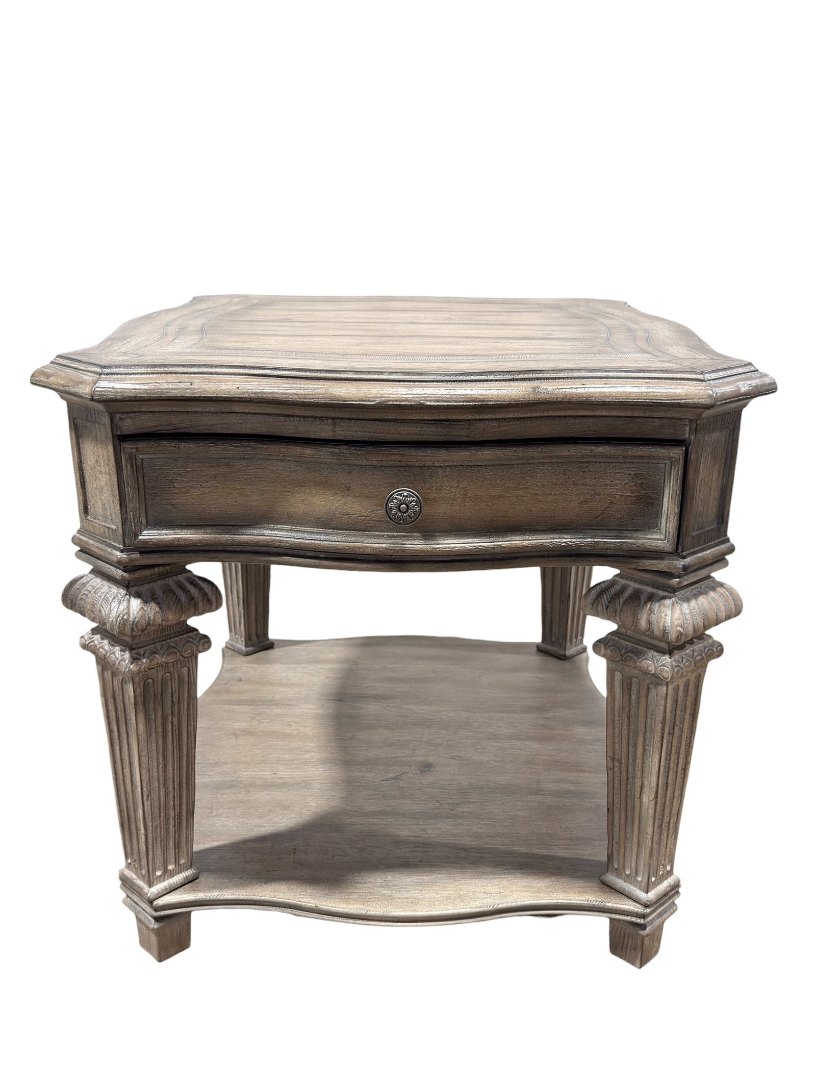 "Castella" Hooker Furniture End Table w/ Drawer: "Castella" Hooker Furniture End Table w/ Drawer. Label on the inside of drawer and has paperwork. Measures 25.25" H x 27.5" W x 31.5" D. Brand New out of the box, in good condition. Retails price: $1,