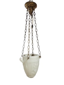 Late 19th C. French Opaline Glass & Brass Figural Hanging Lantern