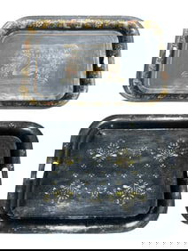 Early 20th C. Hand-Painted Toleware Serving Trays