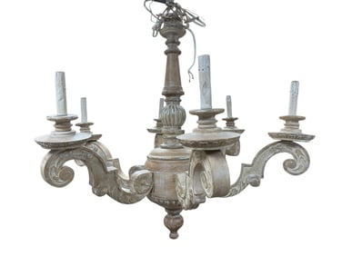 Mid Century Italian Carved Wood Chandelier