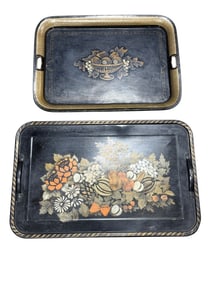 Circa Mid 20th C. Painted Metal Decorative Serving Trays