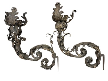 19th Century Tôle Wall Sconces & Architectural Ironwork (Pair)