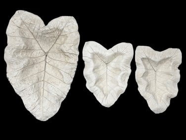 (3) Late 20th C. Concrete Elephant Ear Leaf-Form Garden Planters