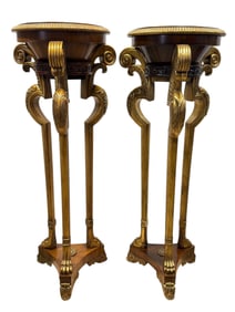 Pair of Maitland Smith Giltwood Planters w/ Brass Bowl Inserts