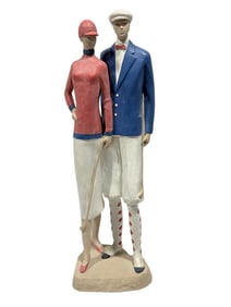 Austin Productions 1987 Figurative Polo Couple Sculpture