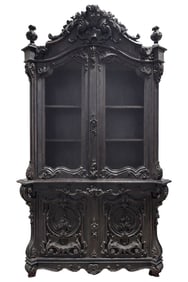 High Style Victorian Revival Carved Display Cabinet in the Style of Alexander Roux