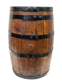 Late 19th Century Oak Barrel w/ Iron Bands