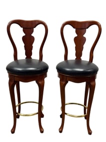 Pair of Italian Made Wood Bar Stools