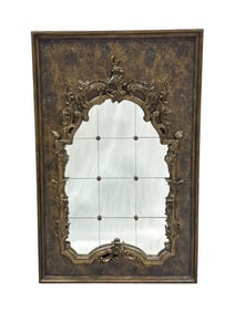 Fine Late 20th C. LaBarge Ornate Giltwood and Paneled Glass Wall Mirror