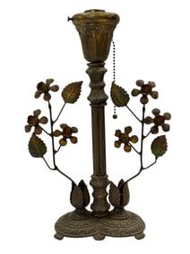 Early 20th Century Arts & Crafts Floral Metal Table Lamp