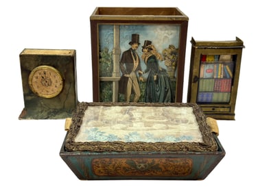 (4) 19th Century Paper Mâché Cutout Boxes