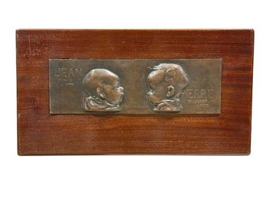 c. 1900 Signed Alexandre Charpentier French Art Nouveau Bronze Plaque