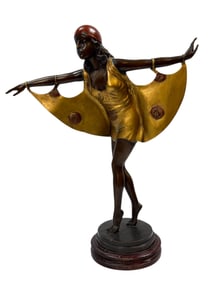 Circa 1920s–1930s Art Deco Cold-Painted Bronze Dancer
