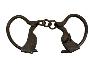 Early 19th Century Iron Handcuffs w/ Key