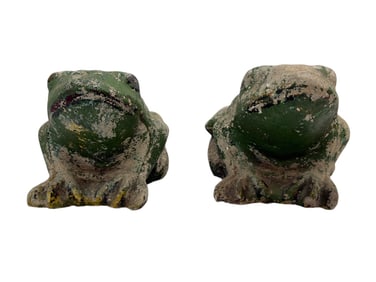 Pair of Early 20th C. Painted Concrete Garden Frogs