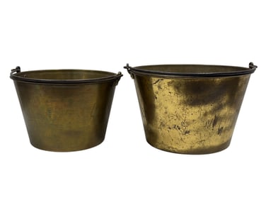 (2) Antique American Brass Buckets