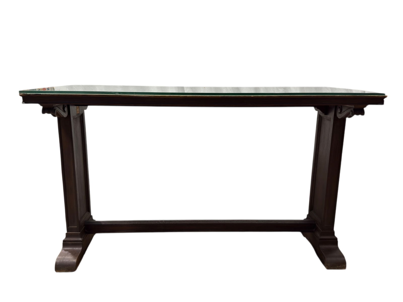 Large Glass Top Library Table (1 of 10)