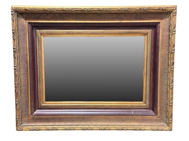 Large Carved Wood & Jesso 2 Tone Beveled Mirror
