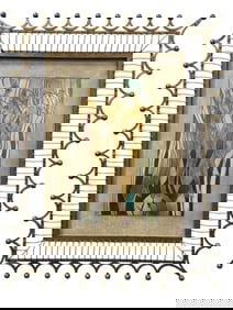 Figural Wall Art in Sculptural Gilt Metal Frame