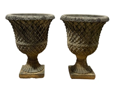Pair of Classical Concrete Garden Urn Planters
