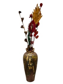 Terracotta Floor Vase w/ Faux Botanical Arrangement