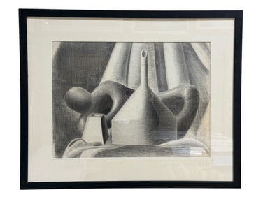 Framed Contemporary Charcoal Still Life Drawing