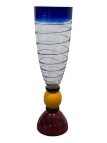 Tall Polish Art Glass Floor Vase in the Style of Krosno Jozefina