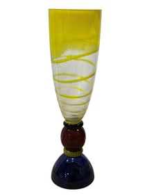 Tall Polish Art Glass Floor Vase in the Style of Krosno Jozefina